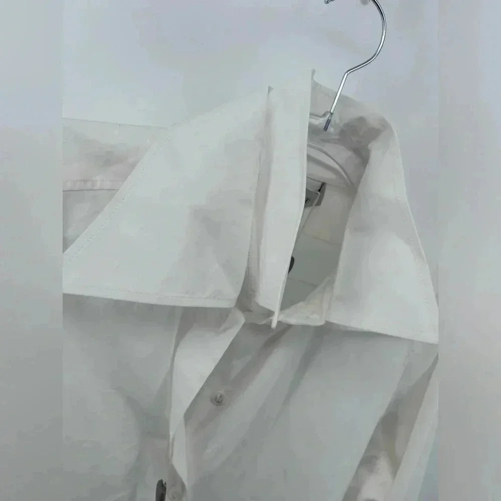 NWT $1400 VALENTINO Shirt IT40 US4 White Double Collar Made in Italy - Picture 5 of 13